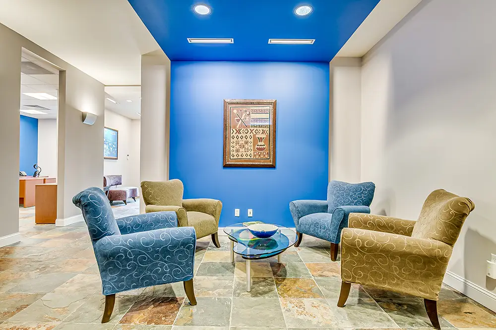 Central kitchen and lounge area